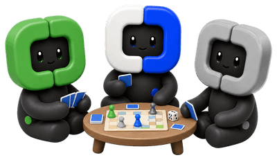 Three people sitting around a low table playing a board game, cards in their hands, no phone on the table.