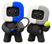 Two people standing side by side, one holding a tennis racquet and the other a ball, no phone in either hand.