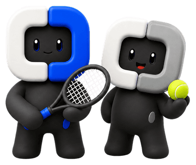 Two people standing side by side, one holding a tennis racquet and the other a ball, no phone in either hand.
